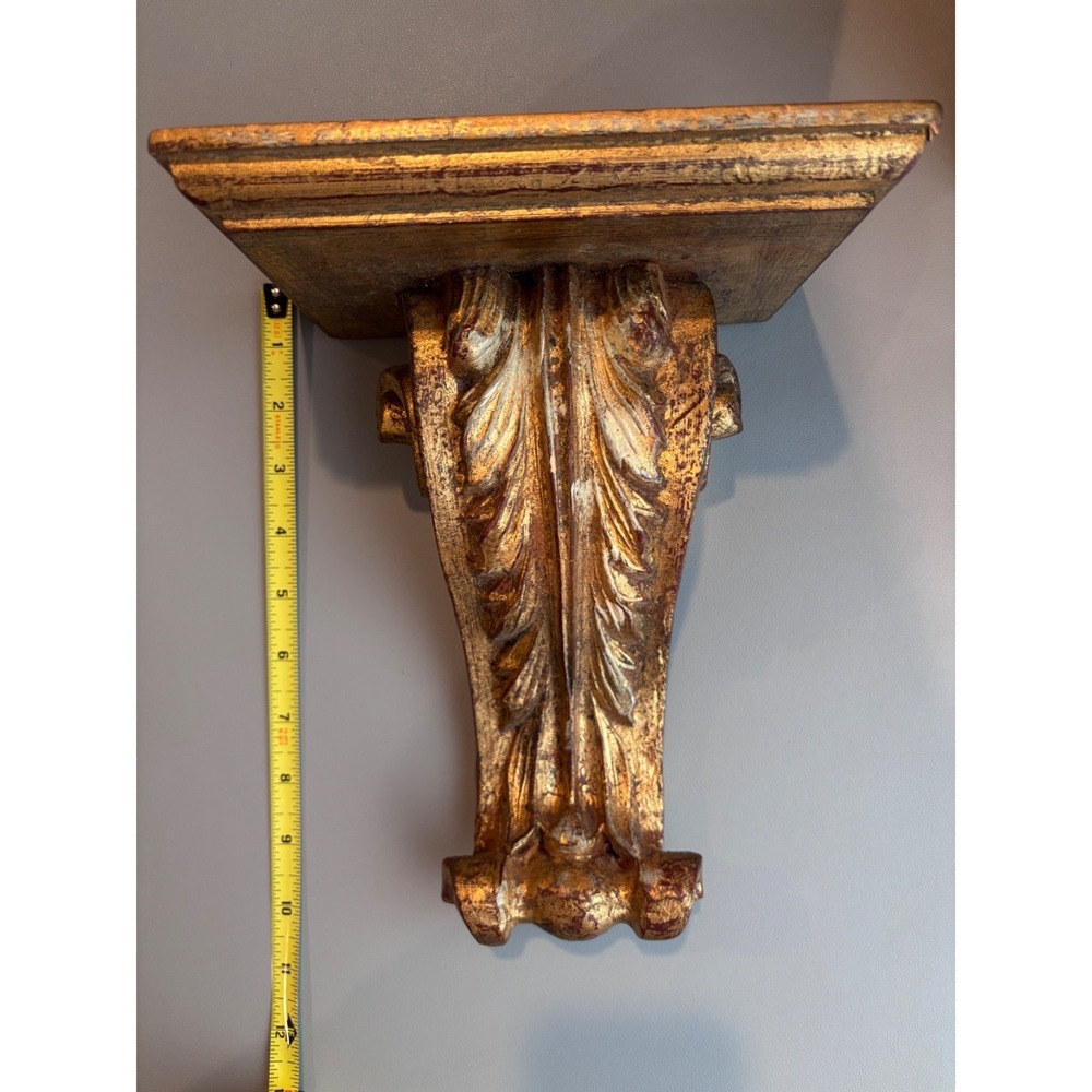 Vtg Florentine Florentia Gold Gilt Scroll Italian Wall Sconce Shelf